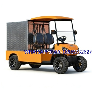 Two electric golf vans can be loaded with cargo and refrigerated boxes golf truck