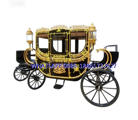 Royal Carriage European Black Horse Carriage with 4 Wheels Horse Cart Tourist Carriages Manufacturer