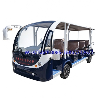 HKBG Factory 14 Seats Tourist Custom Electric Sightseeing Shuttle Bus 101‑200km Range 3.5-7.5kW Motor72V Battery