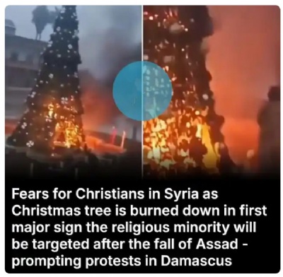 Christmas tree catches fire in Damascus Christmas tree catches fire in Damascus