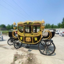 Royal Carriage European Black Horse Carriage with 4 Wheels Horse Cart Tourist Carriages Manufacturer