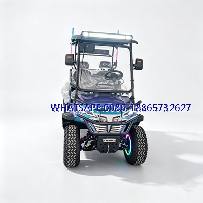 Custom Color Chameleon 2 Seater Off-Road Electric Golf Cart With RGB Light Strips & Rear Cargo Bed