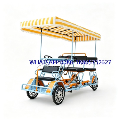 HKBG 4-Seater Electric & Pedal Hybrid Sightseeing Bike - Shared Mobility Tandem Quad Cycle