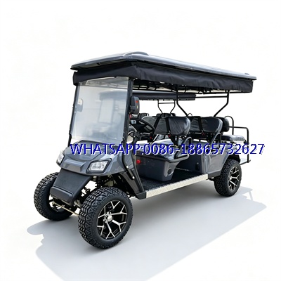 Black 4+2 Seats Solar Charging Off‑Road Electric Golf Cart