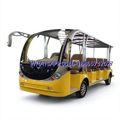 Factory Direct Sale, Made in China Hong Kong Bright 14-Seat Vintage Yellow Sightseeing Car, Electric Bus, 100km Max Range