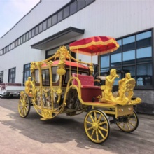 European Royal Golden Sculpture Electric Carriage For Wedding Sightseeing