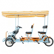 HKBG 4-Seater Electric & Pedal Hybrid Sightseeing Bike - Shared Mobility Tandem Quad Cycle
