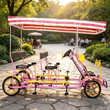HKBG 4-Seater Electric & Pedal Hybrid Sightseeing Bike - Shared Mobility Tandem Quad Cycle