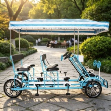 HKBG 4-Seater Electric & Pedal Hybrid Sightseeing Bike - Shared Mobility Tandem Quad Cycle